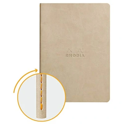 Abbildung von Rhodia 116455C Rhodiarama Notizbuch (ideal für Ihre Notizen, DIN A5, 14,8 x 21 cm, 32 Blatt, dot, Premium Velinpapier 85g, elfenbein) 1 Stück, beige