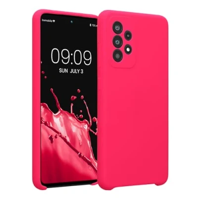 Abbildung von kwmobile Handyhülle kompatibel mit Samsung Galaxy A52 / 5G A52s Hülle gummierte Handy Case aus Silikon in Neon Pink