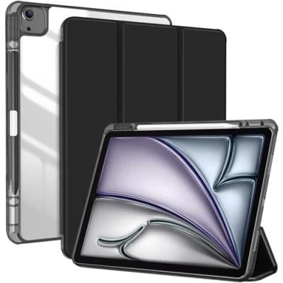 Abbildung von ProCase Hülle für ipad Air 13 Zoll M2 2024 mit Stifthalter Pro 12.9 (6/5/4/3 Gen) Case, 13&quot; Cover transparenter Rückseitenschale Schutzhülle Blau