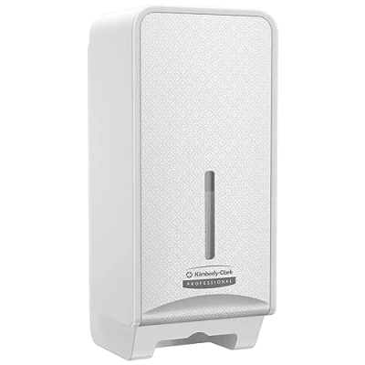 Abbildung von Kimberly Clark Professional ICON Spender für Einzelblatt Toilettenpapier (53949) mit weißer Blende im Mosaikdesign; 1 und pro Karton