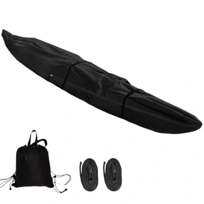 Abbildung von Bootsplane Kajak Abdeckung UV,420D Kanu Plane Abdeckplanekanu Abdeckplane Persenning Wasserdicht Staubdicht für Kajak(Black,10FT)