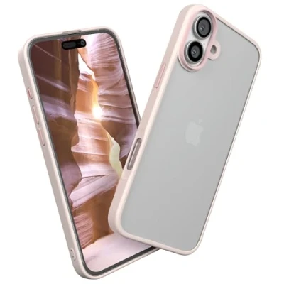Abbildung von EAZY CASE Outdoor Hülle für iPhone 16 Plus hochwertige Matte Schutzhülle mit Ultra Aufprallschutz [Samtweiche Haptik] Stoßfest und Kratzfest Handyhülle Kameraschutz Altrosa