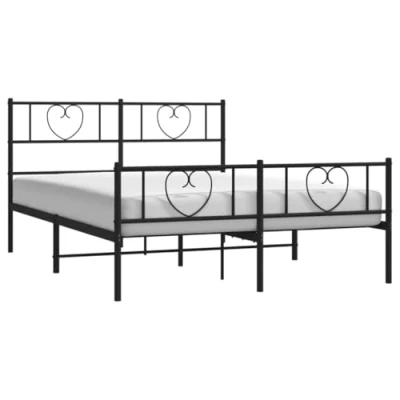 Abbildung von vidaXL Bettgestell, Bettrahmen mit Kopfteil Fußteil, Metallbett Bett Lattenrost, Doppelbett Gästebett Schlafzimmer, Metall Schwarz 140x190cm