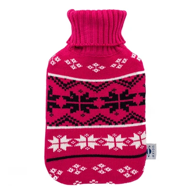 Abbildung von Axion Wärmflasche mit Bezug, Farbe pink, 33 x 20 cm, Strickmuster, ca. 2 Ltr., 100% Naturgummi