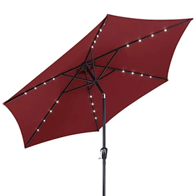Abbildung von Kingsleeve Sonnenschirm, LED Beleuchtung Solarbetrieben Neigbar Wasserabweisend