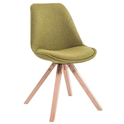 Abbildung von CLP Retro Stuhl Toulouse Square Mit Stoffbezug Und Hochwertigem Sitzpolster I Lehnstuhl Stabilem Holzgestell Sitzhöhe 48 cm, Farbe:grün, Gestell Farbe:Natur
