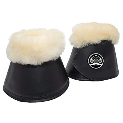 Abbildung von Hufglocken offen Synthetik Lammfell. Pferdeglocken START Sheepskin. 2 Stück