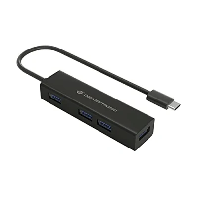 Abbildung von Conceptronic HUBBIES07B/ 4 Port USB 3.0 Aluminum HUB/ 3.1/C / 4x3.0/ schwarz