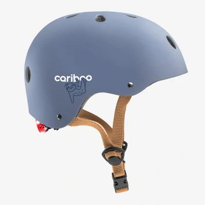 Abbildung von Cariboo Fahrradhelm Kinder Kinderhelm XS 46 50 cm Robust Mit LED Licht Für Fahrrad Skateboard Inlineskates Scooter Marineblau Beige