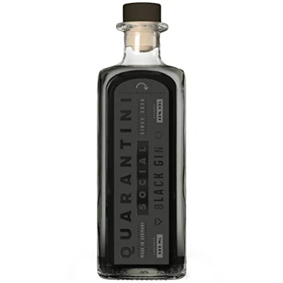 Abbildung von Quarantini Black Gin (500ml) Premium mit fruchtigen Botanicals aus Papaya und Bergamotte perfekt geeignet als Geschenk