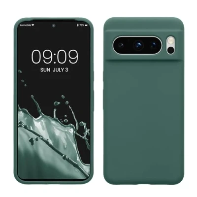 Abbildung von kwmobile Hülle kompatibel mit Google Pixel 8 Pro Silikon Handy Case Handyhülle weiche Oberfläche kabelloses Laden Tannengrün