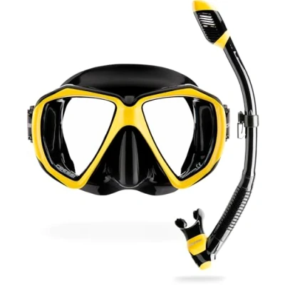 Abbildung von Cressi Ranger Schnorchelset Schnorcheln Set mit Schnorchel und Taucherbrille, wasserdichte Tauchmaske Anti Fog Leck aus Gehärtetem Glas, 3 Kanal Premium Dry für Erwachsene