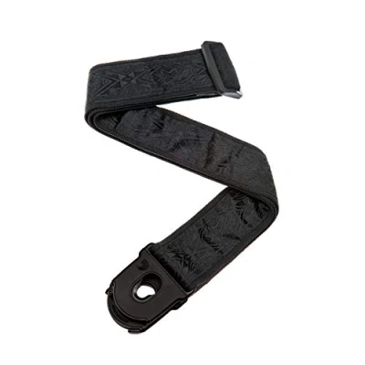 Abbildung von D&#039;Addario Accessories Gitarrengurt mit Verschluss E Gitarrengurt, Akustikgitarrengurt, Bass Schwarzer Satin