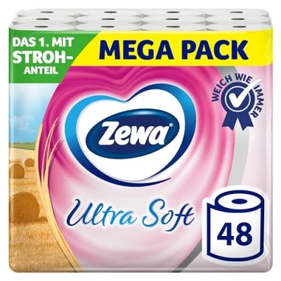 Abbildung von ZEWA Toilettenpapier Ultra Soft (48 St), 4 lagig, mit Strohanteil und Prägung, 150 Blatt/Rolle