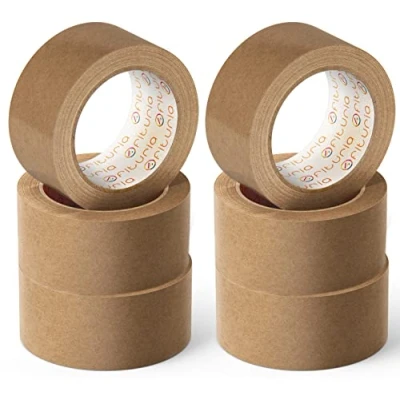 Abbildung von OFITURIA Umweltfreundliches Klebeband aus Kraftpapier, Braun, Karosserieband für Verpackung, Bilder oder Versiegelung. Sichere und stabile Verpackung
