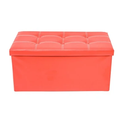Abbildung von Rebecca Mobili Pouf mit Stauraum Kunstleder, Hocker faltbar, Truhe Deckel Rot Maße: 38 x 76 cm (HxLxB) Art. RE4623