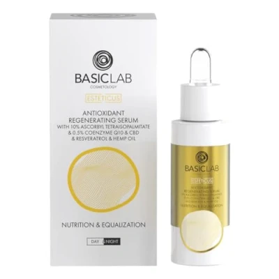 Abbildung von BasicLab Dermocosmetics Antioxidant Gesichtsserum mit Coenzym Q10 30 ml Für Frauen und Männer, zur Anwendung am Tag in der Nacht, Anti Aging Effekt.