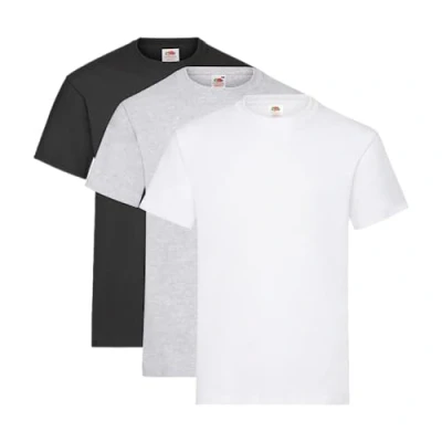 Abbildung von Fruit of the Loom Herren T Shirt, einfarbig, schwere Baumwollqualität Gr. M, weiß/grau/schwarz