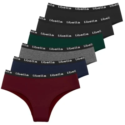 Abbildung von Libella Slips Damen Baumwolle,6er Pack Hipster Panties Unterwäsche Bequeme Unterhosen 3411 UN8 L