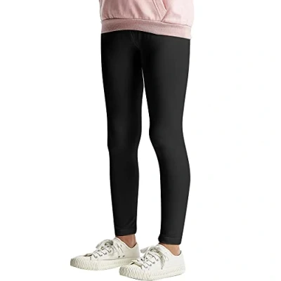 Abbildung von L&amp;K II Kinder Leggings Basic Uni Farbe Mädchen Tanzhose Baby Leggins Fitness Hose Baumwolle 2708 Schwarz 158