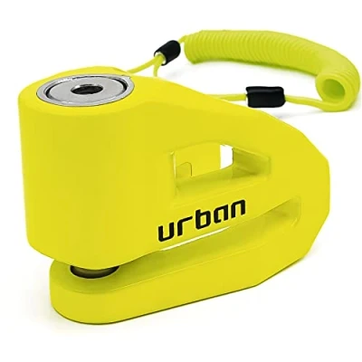 Abbildung von URBAN UR206Y Bremsscheibenschloss Motorrad Fahrrad Roller E Scooter Schloss Fahrradschloss mit Erinnerungskabel, Leichtes Design, Gelb, 6 mm