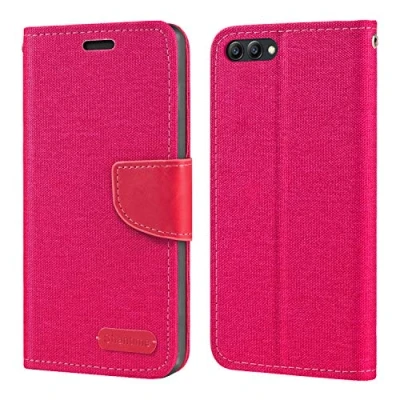 Abbildung von Shantime Huawei Honor View 10 Hülle, Oxford Leder Wallet Case mit Soft TPU Back Cover Magnet Flip für V10 Rose