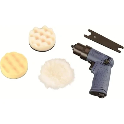Abbildung von Ingersoll Rand Polier und Schleifmaschine klein 3129KA für Metall Holz, Mini Oberflächenschleifer Poliermaschine mit Polierscheiben im Set, echtes Profi Werkzeug zum Schleifen