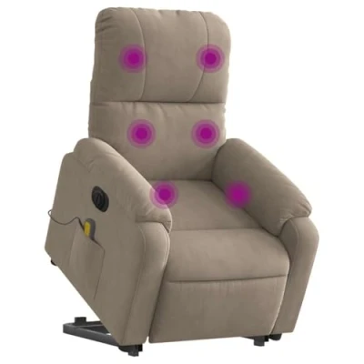 Abbildung von vidaXL Sessel Massagesessel Aufstehhilfe Elektrisch Taupe Mikrofasergewebe (1 St)