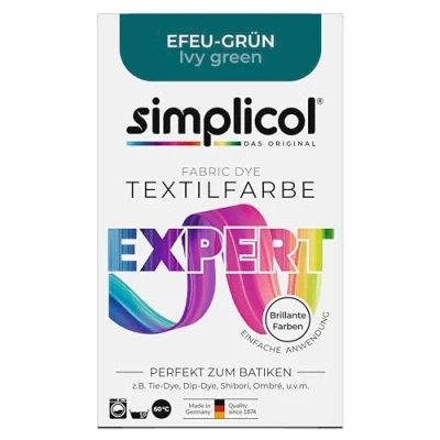Abbildung von simplicol Textilfarbe expert Efeu Grün Perfekt zum Batiken und für kreative DIY Projekte Einfache Anwendung Farbpulver 150 g