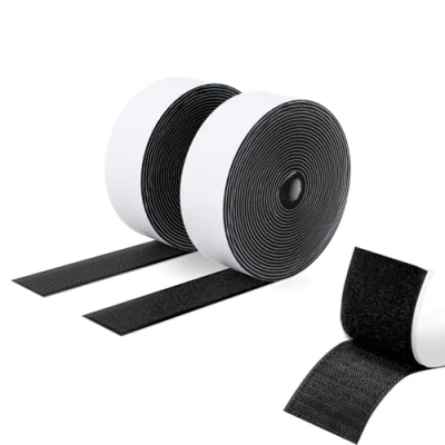 Abbildung von SUTOUG Klettband mit selbstklebend, 30 mm x 3 m, strapazierfähiges Hakenband und Schlaufenband, extra starker doppelseitiger Klettverschluss, Wandklebestreifen für den Innen Außenbereich, schwarz