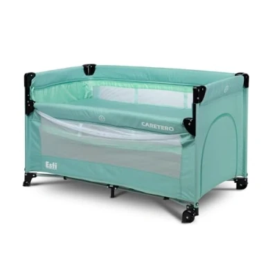 Abbildung von CARETERO Esti Reisebett mit Matratze 120x60 cm Faltbares für Babys bis 15 kg Ab Geburt 4 Jahre Inkl. Transporttasche Mint