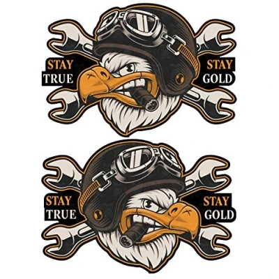Abbildung von 24/7stickers MG308 XXL / 2X Aufkleber Adler je 20 x 14 cm Eagle Chopper Bobber Biker Motorrad USA Vintage Retro Oldtimer