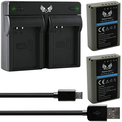 Abbildung von 2X SK Akku Olympus BLN 1 1140mAh + Dual Doppel Ladegerät für OM D E M1 M5 Mark II/Pen P5 Pen F PS