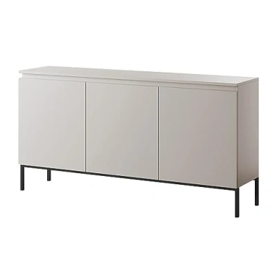 Abbildung von Selsey Kommode Schrank Aufbewahrungsschrank 150 cm 3 Türen 6 Fächer Taupe Schwarze Beine Bemmi