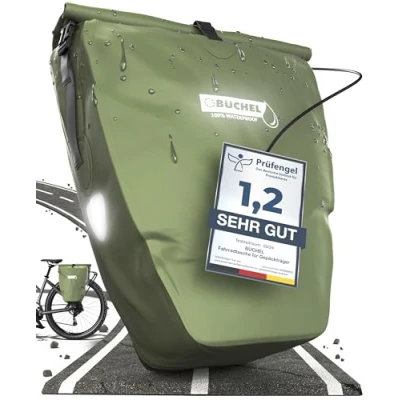 Abbildung von Fahrradtasche Büchel 100% Wasserdicht 25,4 Liter Olivgrün