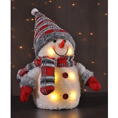 Abbildung von Haushalt International Weihnachtsfigur, LED Weihnachtsdeko Schneemann 26 cm Rot