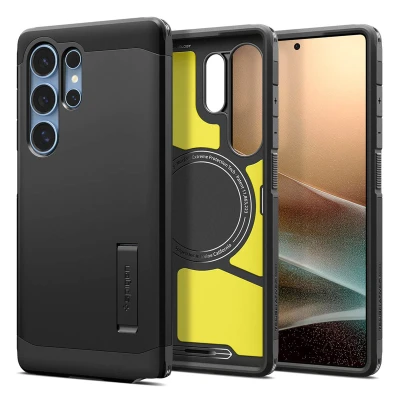 Abbildung von Spigen Tough Armor (AI) MagFit Hülle für Samsung Galaxy S25 Ultra, Kompatibel mit MagSafe Schwarz