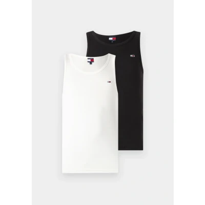 Abbildung von Tommy Jeans TJM XSLIM 2PCK Rib Tank EXT Other T Shirts Men&#039;s, Multi (Ecru/Black), XXL