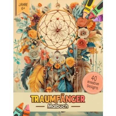 Abbildung von Traumfänger Malbuch: Blumen Und Federn Ausmalbuch Malvorlagen Für Erwachsene, Jugendliche Kinder Lustiges Stressabbau &amp; Entspannung Geschenk Männer, Frauen, Mädchen Senioren