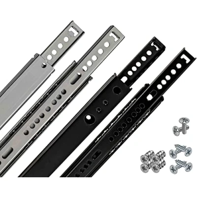 Abbildung von Neuhall Schubladenschienen 27mm Länge: 246mm (2 Stück) Stahl SCHWARZ Schienen für Schubladen Teilauszug Schubladenauszug Kugelauszug Schienensystem Auszugschienen inkl. Schraubenset