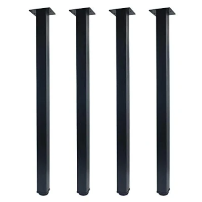 Abbildung von QLLY Metall Möbelfüße Höhenverstellbar, 4er Set, Vierkant Profil 50 x mm, Höhe 75cm, DIY Büro Schwarze Tischbeine (75cm, Schwarz)