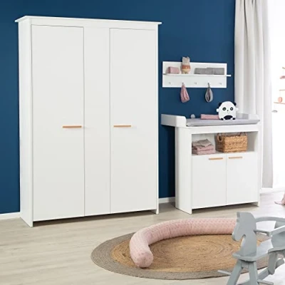 Abbildung von roba Kleiderschrank &quot;Anton, 2 türig, Kinderkleiderschrank&quot;, mit modernen Holzgriffen aus Buche