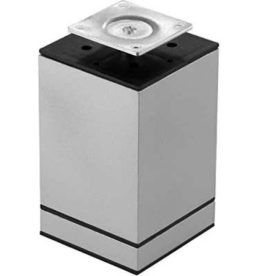 Abbildung von Gedotec Design Möbelfuß verstellbar Schrankfuß eckig Möbel Bein NIKO Sofa Fuß Höhe 100 mm Sockelfuß mit Gewinde Montageplatte Metall Silber 1 Stück Kommoden Ø 60 x