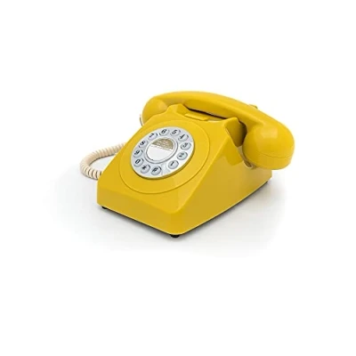 Abbildung von GPO 746PUSHMUS Nostalgie Telefon im 70er Jahre Design, Senfgelb