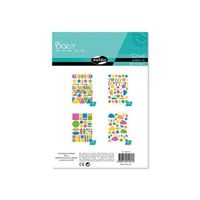 Abbildung von Maildor AE057C Baby Stickers Packung (mit 20 Bögen in Format DIN A5, 14,8 x 21cm, ideal für Kinder ab 2 Jahren) 1 Pack neon