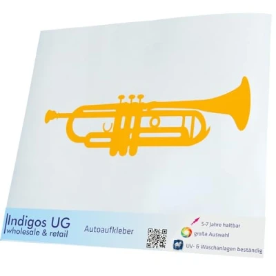 Abbildung von INDIGOS UG Aufkleber Autoaufkleber JDM Die Cut Auto 210x70 mm Trompete gelb Heckscheibe Heckscheibenaufkleber Sticker Tuning