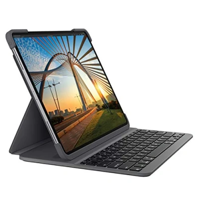 Abbildung von Logitech SLIM FOLIO Pro Bluetooth Tastatur Case mit Hintergrundbeleuchtung für iPad 11 Zoll (1. und 2. Generation) (Modell: A1980, A1934, A1979, A2013), Skandinavisches QWERTY Layout Grafit