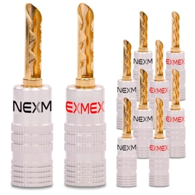 Abbildung von 10x Hohl Bananenstecker von NEXMEX High End Bananas 24K vergoldet Kabel bis 6mm²