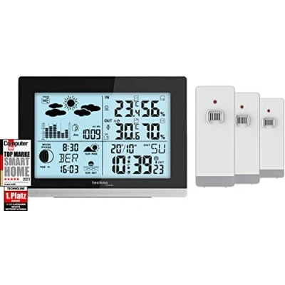 Abbildung von technoline Set WS6762 SETWS6762+2xTX205DTH IT, schwarze Station weiße Sender