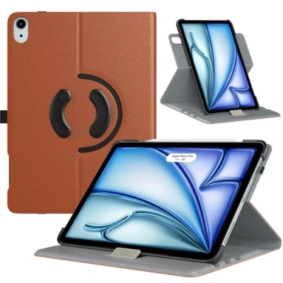 Abbildung von TiMOVO drehbare Hülle für iPad Air 6. Generation 11 Zoll M2 2024/iPad 5. Gen. 2022/iPad 4.Gen. 2020 10,9 M2,um 90 Grad Schutzhülle mit Standfunktion 6 Hülle, Braun